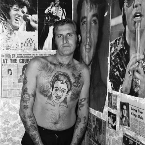 Proud Teddy Boy John Turner has Elvis close to his heart - in a portrait tattooed on his Proud Teddy Boy John Turner has Elvis close to his heart - in a portrait tattooed on his