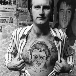 Proud Teddy Boy John Turner has Elvis close to his heart - in a portrait tattooed on his Proud Teddy Boy John Turner has Elvis close to his heart - in a portrait tattooed on his