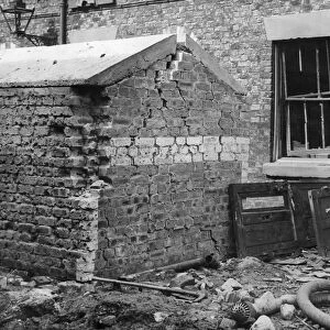 This public air raid shelter made of bricks was damaged in an air raid