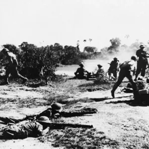 Punjabis of the 14th Army attack Monywa after the fall of Budalin. Circa 1940s Punjabis of the 14th Army attack Monywa after the fall of Budalin. Circa 1940s