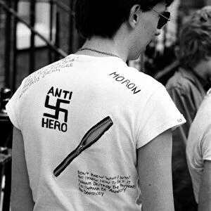 Punk fan wearing a Sex Pistols t-shirt. 8th July 1977