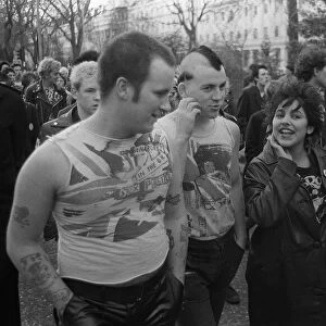 Punks gather in London for a march 1980
