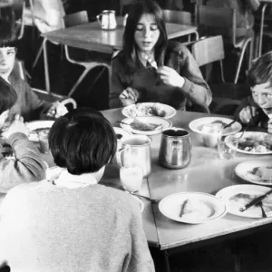 Pupils at Aidans School, Carlisle tucking into their school lunches