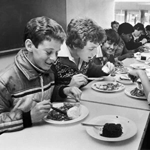 Pupils at the Sidney Stringer school, Coventry seen here enjoying their school dinner