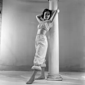 Pyjama fashion, two piece pantaloon pyamas with bare midriff. 13th May 1955 Pyjama fashion, two piece pantaloon pyamas with bare midriff. 13th May 1955