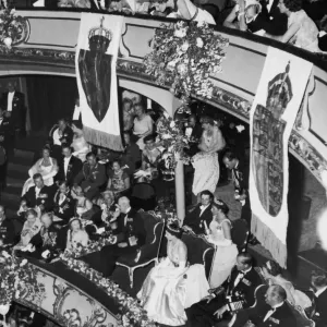 The Queen and The Duke of Edinburgh at Oslos National Theatre with King Haakon of The Queen and The Duke of Edinburgh at Oslos National Theatre with King Haakon of