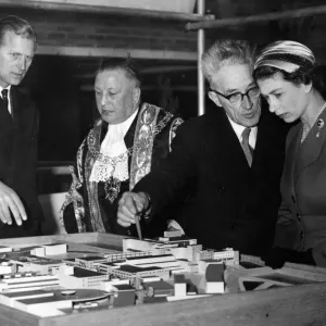 The Queen and Duke inspect a model layout of the city of Coventry. 23rd March 1956 The Queen and Duke inspect a model layout of the city of Coventry. 23rd March 1956