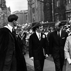 The Queen and Duke visit Rugby School. They took tea with senior boys of the school