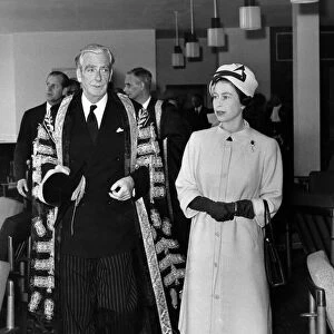 The Queen with the Earl of Avon Anthony Eden, Chancellor of the University of Birmingham