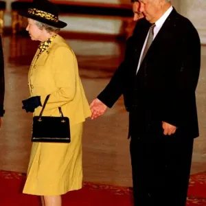 Queen Elizabeth with Boris Yeltsin at the Kremlin Print 1994