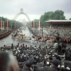 Queen Elizabeth Coronation II, coming down The Mall London, 2nd June 1953