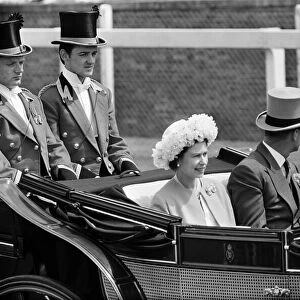 Queen Elizabeth II arrives at Royal Ascot. 14th June 1966