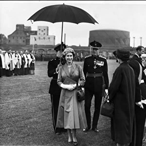 Queen Elizabeth II attends the ceremony on the Roodee, Chester, under heavy skies