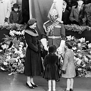 Queen Elizabeth II, with her children Prince Charles and Princess Anne