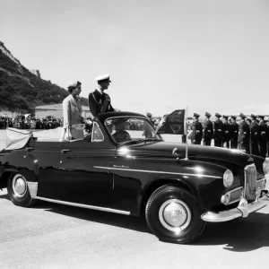 Queen Elizabeth II and the Duke of Edinburgh in Gibraltar, 1954 Print