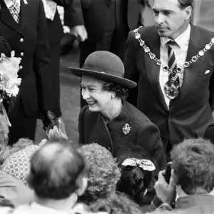 Queen Elizabeth II greets well-wishers at the Parade, Leamington Spa, Warwickshire