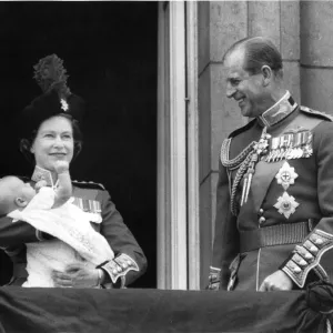 Queen Elizabeth II holds her youngest son Prince Edward in her arms as she stands with Queen Elizabeth II holds her youngest son Prince Edward in her arms as she stands with