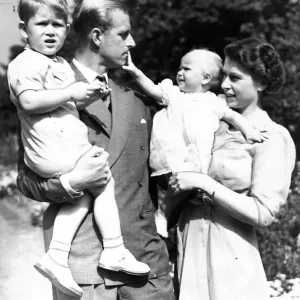 Queen Elizabeth II and her husband Prince Philip with their two children Prince Charles Queen Elizabeth II and her husband Prince Philip with their two children Prince Charles