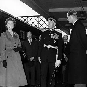 Queen Elizabeth II land Prince Philip, Duke of Edinburgh leaving Coventry Station