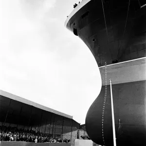 Queen Elizabeth II launching the Cunard Cruise Liner, The QE2 in the Clyde Queen Elizabeth II launching the Cunard Cruise Liner, The QE2 in the Clyde