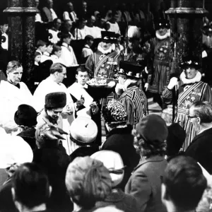 Queen Elizabeth II Distributes Maundy Money at Durham Cathedral, Print