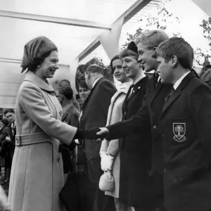 Queen Elizabeth II meets schoolboys Graham Booth and Paul Allen, both 13