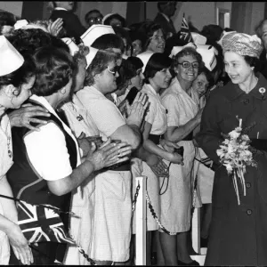 Queen Elizabeth II in Merseyside greeting local nurses, on a walkabout Queen Elizabeth II in Merseyside greeting local nurses, on a walkabout