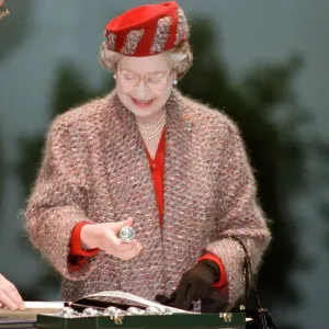 Queen Elizabeth II opening the new terminal at Stansted Airport. 15th March 1991 Queen Elizabeth II opening the new terminal at Stansted Airport. 15th March 1991