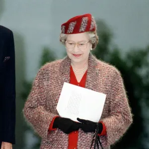 Queen Elizabeth II opening the new terminal at Stansted Airport. 15th March 1991 Queen Elizabeth II opening the new terminal at Stansted Airport. 15th March 1991