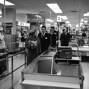 Queen Elizabeth II opens the Elmsleigh Shopping Centre, Staines