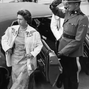 Print of Queen Elizabeth II exiting her car in Yellowknife, July 1970