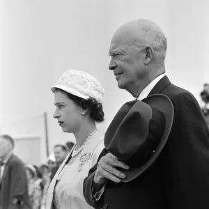 Queen Elizabeth II Print with President Eisenhower in Montreal, Canada Queen Elizabeth II Print with President Eisenhower in Montreal, Canada