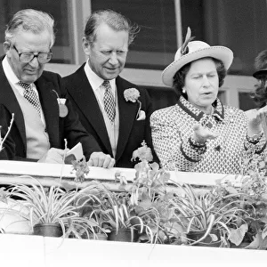 Queen Elizabeth II pictured in the Royal Box at the Epsom Derby, June 1983
