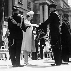 Queen Elizabeth II presents banners to Gurkhas Rifles at Buckingham Palace