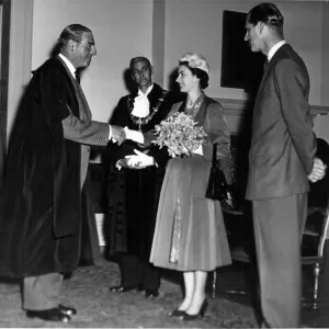 Queen Elizabeth II and Prince Philip, Duke of Edinburgh at Stratford Town Hall during
