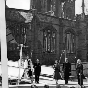 Queen Elizabeth II and Prince Philip, Duke of Edinburgh visit the old Cathedral in Queen Elizabeth II and Prince Philip, Duke of Edinburgh visit the old Cathedral in