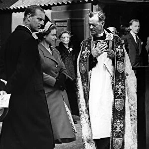 Queen Elizabeth II and Prince Philip, Duke of Edinburgh visit the old Cathedral in