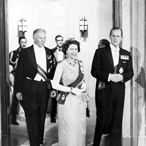 Queen Elizabeth II and Prince Philip arrival at the state banquet in Malta