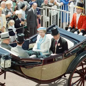 Queen Elizabeth II and Prince Philip at Ascot Races Print, 19th June 1990 Queen Elizabeth II and Prince Philip at Ascot Races Print, 19th June 1990