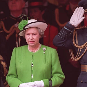 Queen Elizabeth II and Prince Philip during the Gulf War parade at Buckingham palace