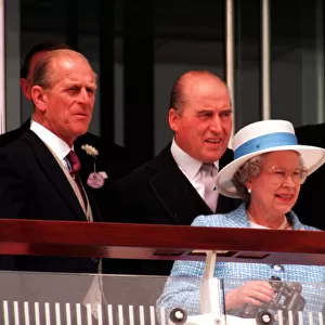 Queen Elizabeth II with Prince Philip pictured at Epsom race track for Derby Day