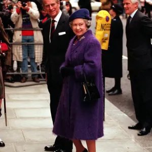 Queen Elizabeth II and Prince Philip at Coutts Bank Print