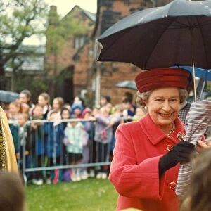 Queen Elizabeth II and Prince Philip visit Cumbria 3 May 1991- during a walkabout meeting