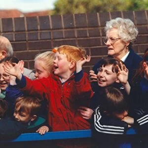 Queen Elizabeth II and Prince Philip visit South Tyneside - groups of schoolchildrens