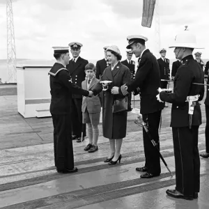 Queen Elizabeth II and Prince of Wales Visit HMS Eagle Print Queen Elizabeth II and Prince of Wales Visit HMS Eagle Print