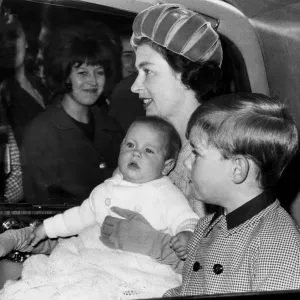 Queen Elizabeth II with Princes Edward and Andrew leaves Euston Station by car after Queen Elizabeth II with Princes Edward and Andrew leaves Euston Station by car after