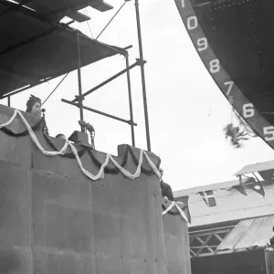 Queen Elizabeth II, Princess Elizabeth visiting the yard of Sir James Laing
