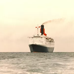 The Queen Elizabeth II - QE2 ship sails across the sea