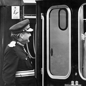 Queen Elizabeth II says goodbye to Sir Ralph Carr-Ellison at Newcastle Central Station
