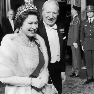 Queen Elizabeth II seen here with Prime Minister Edward Heath atting a Queen Elizabeth II seen here with Prime Minister Edward Heath atting a
